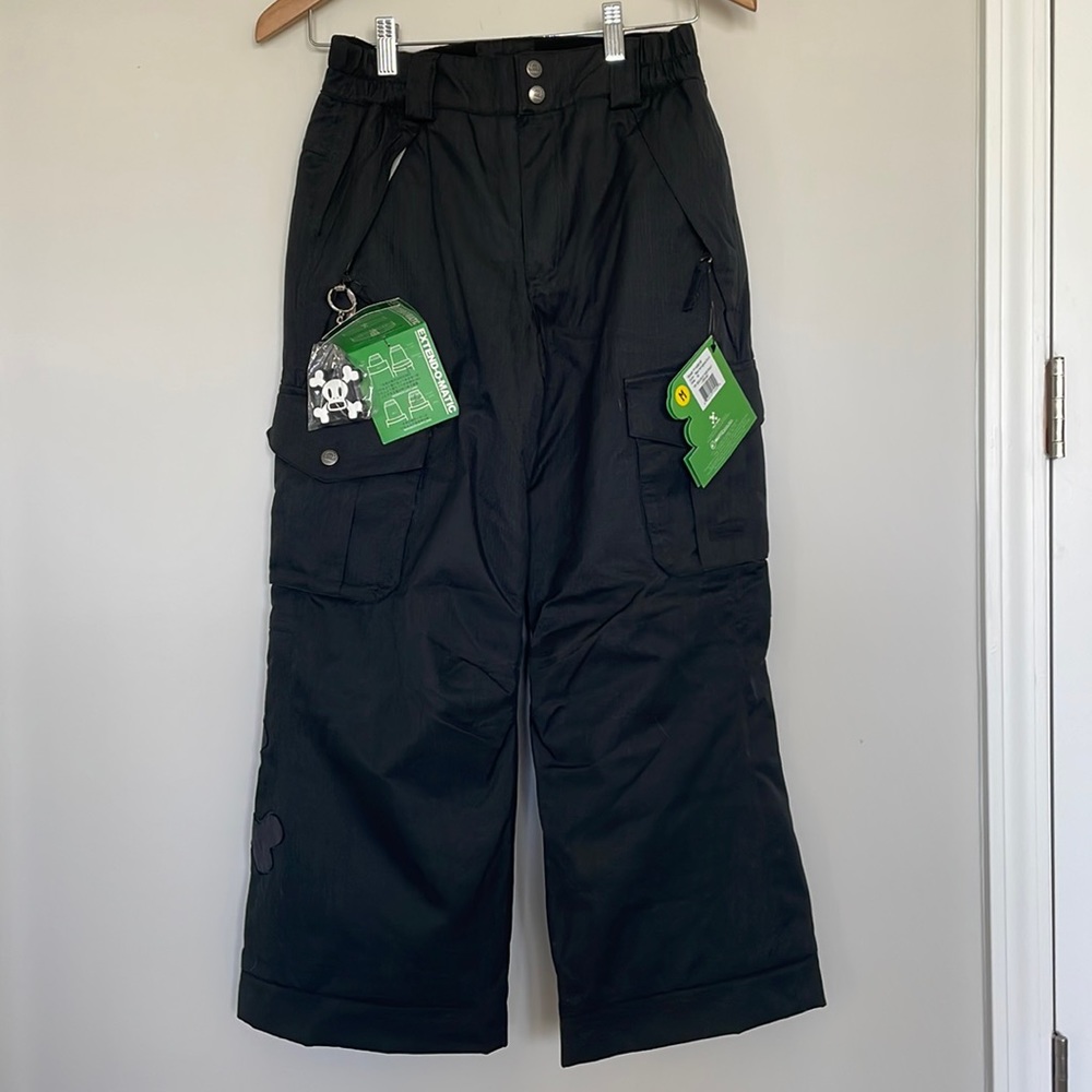 Paul Frank Skurvy Boys Insulated Black Herringbone Denim Snow Ski Pant NWT